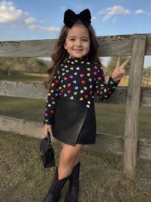 Emery Rose Kids Emery Rose Kids 女童心形印花立領上衣與裙褲套裝，可愛優雅休閒度假穿搭 - 白色 - 查看 8