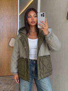 Siren Gaze Women's Olive Green Oversized Winter Parka With Hood And Functional Pockets - Multicolor - View 3
