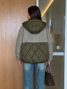 Siren Gaze Women's Olive Green Oversized Winter Parka With Hood And Functional Pockets - Multicolor - View 2