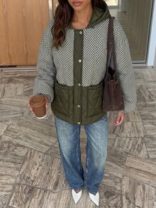 Siren Gaze Women's Olive Green Oversized Winter Parka With Hood And Functional Pockets - Multicolor - View 5