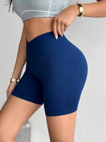 Dewbera Dewbera Women's Solid Color Casual Versatile Daily Travel Sports Shorts - Navy Blue - View 4