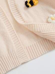 Young Girl 3D Floral Butterfly & Bee Pattern Casual Versatile Daily Wear Cardigan Autumn Fall - Multicolor - View 5