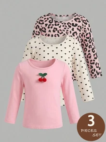 SHEIN Genkimix Kids 女童秋季休閒日常穿著T恤 - 彩色 - 查看 1
