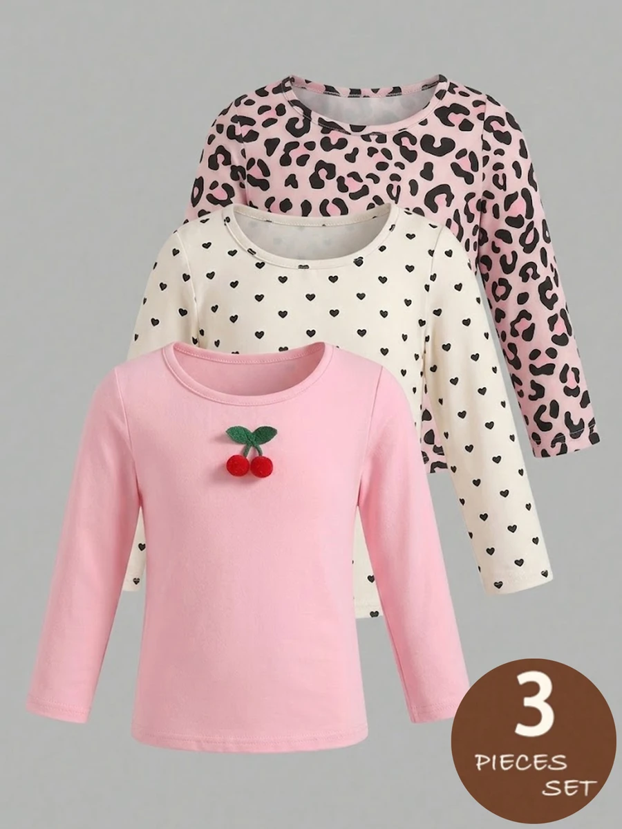 SHEIN Genkimix Kids 女童秋季休閒日常穿著T恤 - 彩色 - 查看 1