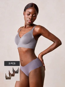 Veilyse 3pcs/Set Wireless Jelly Bra, Comfortable & Soft Women Fashion Bra - Multicolor - View 2