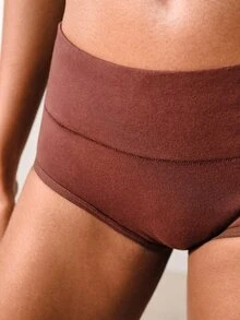 Veilyse 3条装 白色、黑色、卡其色 女士高腰塑身棉质三角裤 - 彩色 - 查看 8