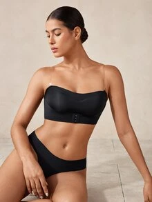 Veilyse 2pcs/Set Strapless Front Closure Wireless Minimizer Bra, Slip-Resistant Thin Camisole Style Underwear, Suitable For Teenage Girls - Multicolor - View 8