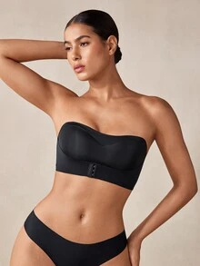 Veilyse 2pcs/Set Strapless Front Closure Wireless Minimizer Bra, Slip-Resistant Thin Camisole Style Underwear, Suitable For Teenage Girls - Multicolor - View 3