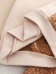 Cozy Pixies 男嬰童可愛熊刺繡運動衫套裝 休閒日常時尚 百搭 秋冬新款 - 卡其色 - 查看 8