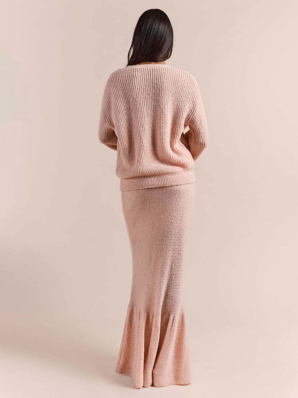 Enchnt Premium Pre-Fall Romantic Women's Elegant Pink Wool Cardigan & Skirt 2/Pcs Set,Casual Set,French Style Outfits,Festival Outfits,Autumn Clothes