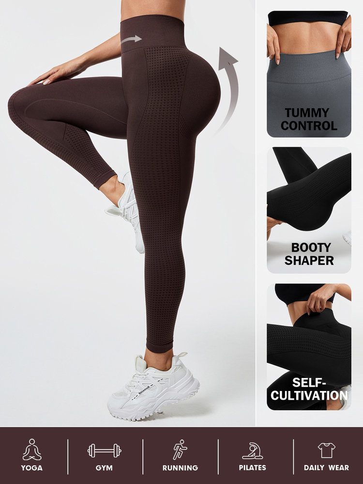 SHEIN 4pcs Set Women's Black Dark Grey Dark Brown Navy Blue Seamless Knit Comfortable Elastic Yoga Running Cycling Fitness Outdoor Casual Wear New Hot-Selling Spring Summer Autumn Winter - Multicolor - View 3