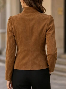 Breezaya Jaket Wanita Elegan untuk Beraktivitas di Luar Ruangan Musim Gugur-Musim Dingin - Coffee Brown - View 2