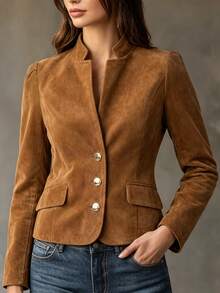 Breezaya Jaket Wanita Elegan untuk Beraktivitas di Luar Ruangan Musim Gugur-Musim Dingin - Coffee Brown - View 1