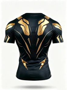 GymBeat Kaos Olahraga Kasual Serbaguna Pria dengan Desain Blok Warna untuk Perjalanan Sehari-hari, Gym - Hitam - View 4