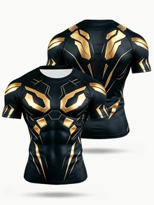 GymBeat Kaos Olahraga Kasual Serbaguna Pria dengan Desain Blok Warna untuk Perjalanan Sehari-hari, Gym - Hitam - View 2