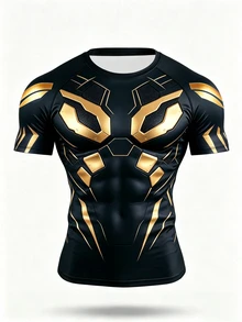 GymBeat Kaos Olahraga Kasual Serbaguna Pria dengan Desain Blok Warna untuk Perjalanan Sehari-hari, Gym - Hitam - View 3