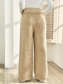 SHEIN بنطال رياضي كاجوال متعدد الاستخدامات للحمل بخصر قابل للتعديل للاستخدام اليومي - كاكي - مشاهدة 2