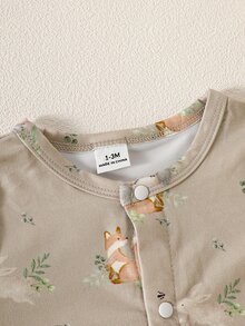 SHEIN 新生兒嬰兒衣物禮品套裝 春/夏新款 嬰兒連身衣套裝 嬰兒淋浴禮品 中性可愛男女通用配件 米色 - 駝色 - 查看 3
