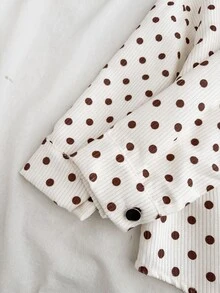 SHEIN 女童編織波點單口袋休閒秋冬夾克 - 彩色 - 查看 9