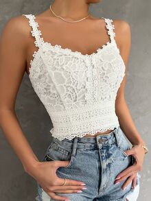 Glyssa Guipure Lace Cami Top - White - View 6