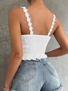 Glyssa Guipure Lace Cami Top - White - View 2