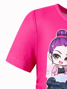 SHEIN 女童（小）T卹套裝 - 紫色 - 查看 4