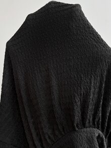 SHEIN Setelan Hamil Atasan dan Celana 2 Potong Warna Polos untuk Pemotretan Musim Gugur, Hitam Kasual Elegan dan Chic - Hitam - View 10