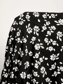 MaterniWear Maternity Casual Ditsy Floral Dress For Autumn - Black and White - View 9