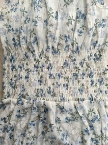 Pariaura 女士碎花印花系带露肩无袖收腰飘逸中长连衣裙 - 休闲波西米亚风夏季海滩度假连衣裙，轻盈柔美，适合春季约会、早午餐和度假穿着 - 彩色 - 查看 7