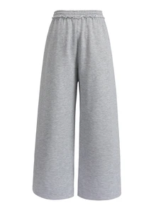 SHEIN Tween Girls Loose Fit Drawstring Pockets Wide Leg Sweatpants, Light Gray Winter - Grey - View 7