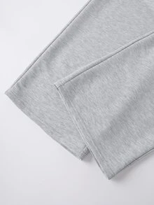 SHEIN Tween Girls Loose Fit Drawstring Pockets Wide Leg Sweatpants, Light Gray Winter - Grey - View 5