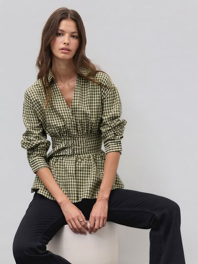 Nöista Olive Green Plaid Fitted Shirt,Elegant And Classic, Practical And Stylish Wardrobe Staple,Fall Winter, Elegant Casual