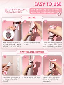 SHEGLAM HAIR Blowout Bliss All-In-One Multi-Styler,Including Concentrator Nozzle,3-Level Air Temp,30000 RPM Volumizing Brushes For Quick,Anti-Frizz,Powerful Airflow 2X Faster Drying,Universal Voltage For Hair Styling (Pair With Different Shape Adapters) - Pink - View 8
