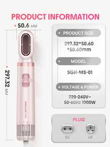 SHEGLAM HAIR جهاز تصفيف الشعر المتكامل Blowout Bliss، يتضمن فوهة تركيز، 3 مستويات لدرجة حرارة الهواء، فرش تكثيف الشعر بسرعة 30000 دورة في الدقيقة لتجفيف سريع ومضاد للتجعد، تدفق هواء قوي لتجفيف أسرع بمرتين، جهد كهربائي عالمي لتصفيف الشعر (يمكن استخدامه مع محولات بأشكال مختلفة). - وردي - مشاهدة 10