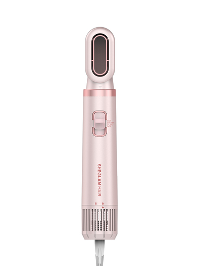 SHEGLAM HAIR Blowout Bliss All-In-One Multi-Styler,Including Concentrator Nozzle,3-Level Air Temp,30000 RPM Volumizing Brushes For Quick,Anti-Frizz,Powerful Airflow 2X Faster Drying,Universal Voltage For Hair Styling (Pair With Different Shape Adapters)