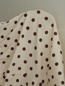 Muchica Plus Size Women's Polka Dot Casual Versatile Everyday Sweatpants Fall - Khaki - View 7