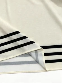 SHEIN Holidaya 女士V领短袖弹力腰A字连衣裙，女士春夏连衣裙，女士优雅连衣裙，女士休闲连衣裙，适合优雅休闲通勤、约会、下午茶、日常百搭、海滩度假 - 杏色 - 查看 6
