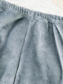 Tween Boy Bear Embroidery Warm Top And Pants Loungewear Night Grey Autumn Cute - Blue - View 7
