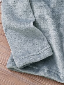 Tween Boy Bear Embroidery Warm Top And Pants Loungewear Night Grey Autumn Cute - Blue - View 5