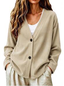 Holdful Holdful Women's Woven Casual Fall Lightweight Coat - Apricot - View 3