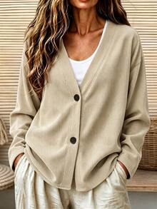 Holdful Holdful Women's Woven Casual Fall Lightweight Coat - Apricot - View 1