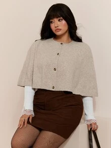 CovetEZ Plus Size Women's Solid Color Casual Versatile Daily Wear Cardigan - Grey - View 3
