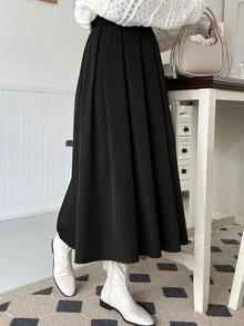 DAZY Solid Fold Pleated Skirt Fall - Black - View 5