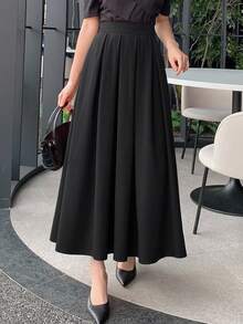 DAZY Solid Fold Pleated Skirt Fall - Black - View 6