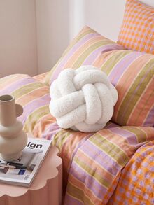 1pc Solid Color Versatile Lambswool Material 2-Strand 8-Sided Ball Decor Throw Pillow, Sofa Coffee Table Decorative Ornament, Bedroom Bedside Decor Pillow, S Size Very Small - White - View 3