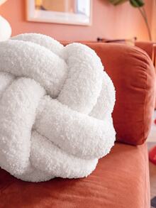 1pc Solid Color Versatile Lambswool Material 2-Strand 8-Sided Ball Decor Throw Pillow, Sofa Coffee Table Decorative Ornament, Bedroom Bedside Decor Pillow, S Size Very Small - White - View 6