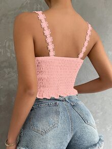 SHEIN Clasi Summer Elegant Sexy Solid Color Lace Camisole Night Out Vacation Pink - Baby Pink - View 2