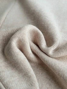 Siren Gaze Soft Textured Knit V-Neck Button Front Top Wide Leg Pants Co-Ord Set Brunch Beige Autumn Minimalist - Apricot - View 7