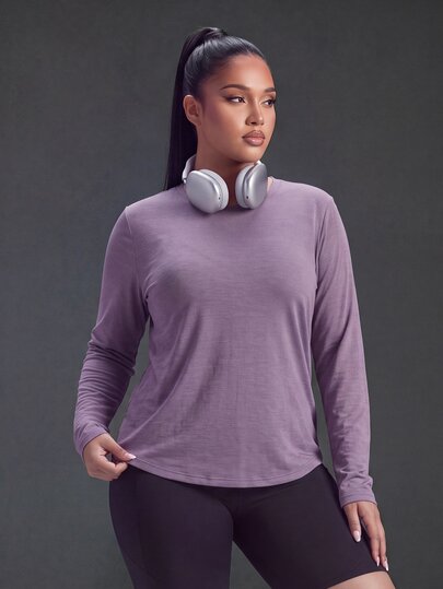 Powerista Women's Plus Size Solid Color Hollow Cross Wrap Sports T-Shirt