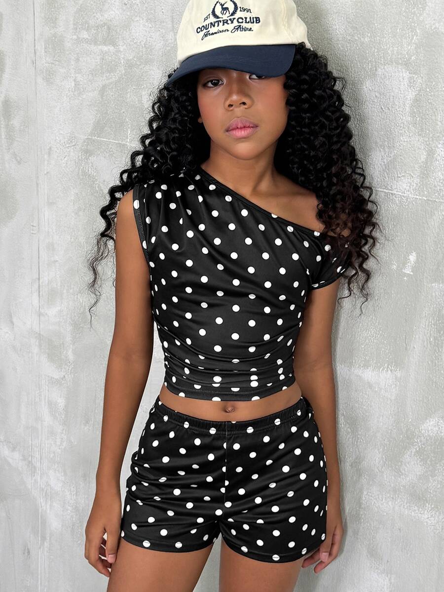 Tween Girl 2pcs/Set Fall Tween Girls Clothes Back To School Old Money 2000s Country Concert Outfit Cute - Black - View 1